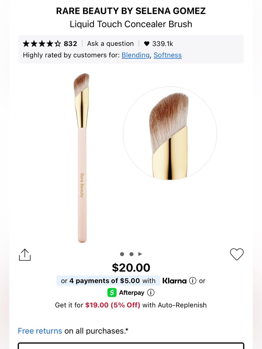 Rare Beauty Angled Concealer Brush